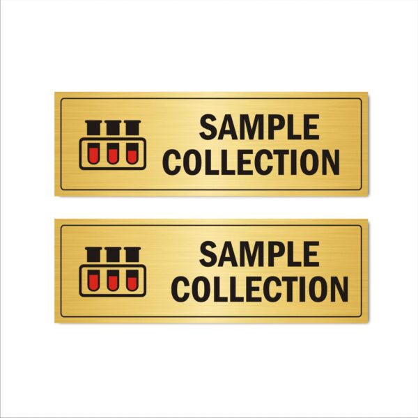 Sample Collection Acrylic Signboard Self Adhesive Gold color 15x5 Inches 2mm thick Suitable for hospital, Clincs, healthcare Office, labs, etc. Pack of 2 | Mindcraftz?