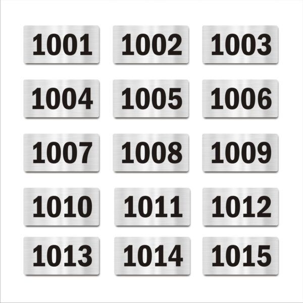 Door Numbers 1001 to 1015 Acrylic Board Medium Silver Color 2mm Thick 6 x 3 Inches Pack of 15 Suitable for Tenth Floor Buildings, Flats, Apartments, Racks, Shelfs for Arranging | Mindcraftz