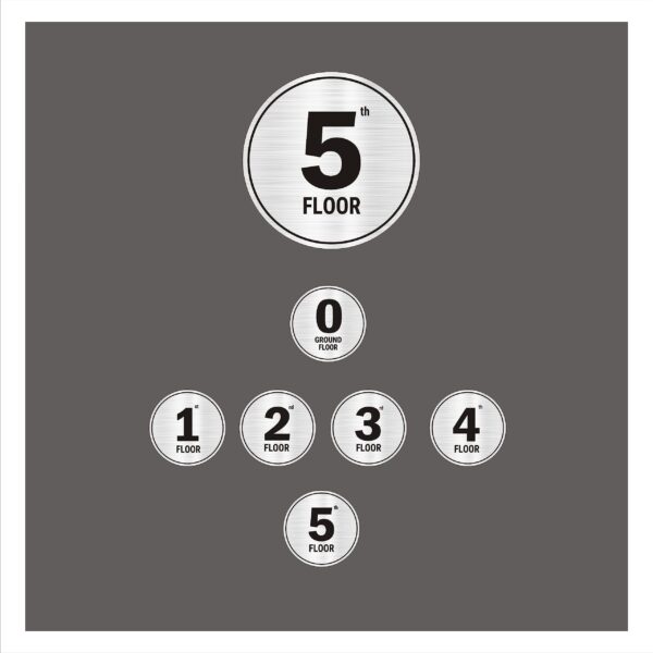 G Plus Five floors Round Black Border style Stairs Lifts Lobby Acrylic Sign Board