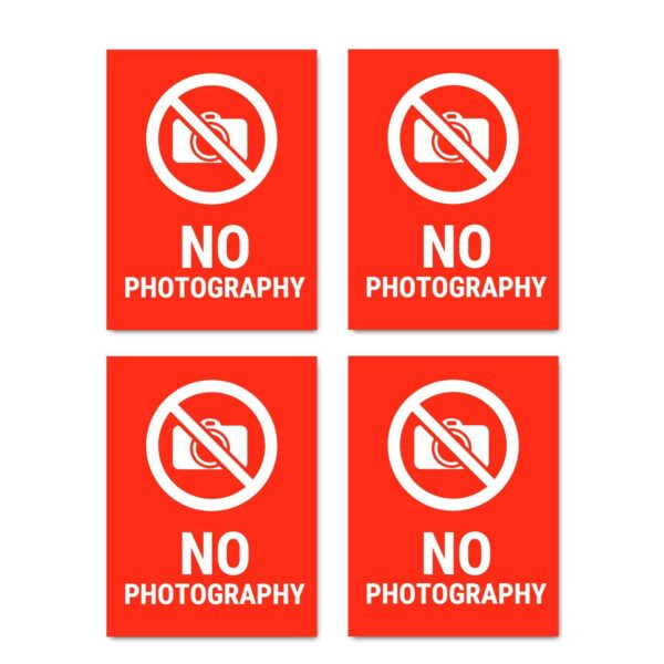 No Photography Acrylic Sign Board Red color | Pack of 4 | 8 x 6 inches