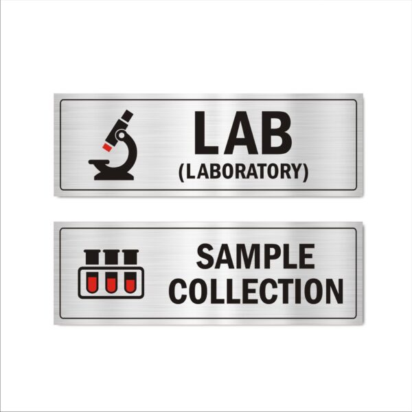 Sample collection LAB Laboratory Acrylic Signboard Self Adhesive Silver color 15x5 Inches 2mm thick Suitable for hospital, Clincs, healthcare Office, labs, etc. Pack of 2 | Mindcraftz?