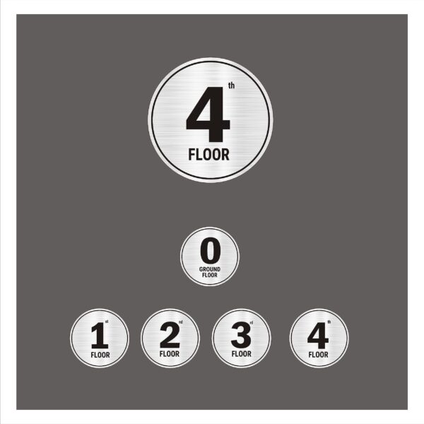 G Plus Four floors Round Black Border style Stairs Lifts Lobby Acrylic Sign Board