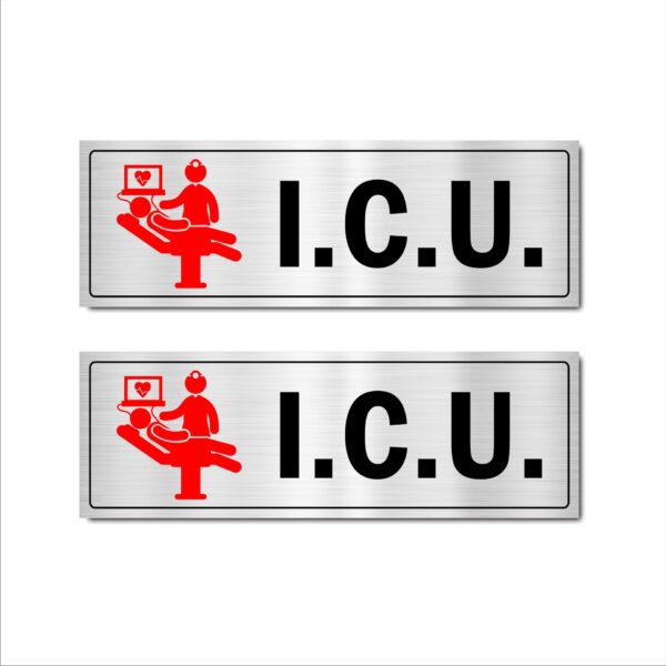 I.C.U. Acrylic Sign Board Silver Color 2mm Thick 15x5 Inches Pack of 2
