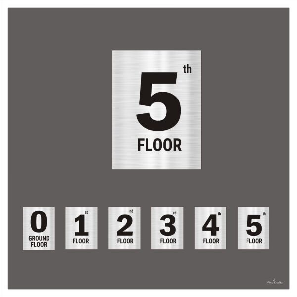 Five Floors Stairs Lift Lobby Acrylic signboard Medium Size 8 x 6 Inches