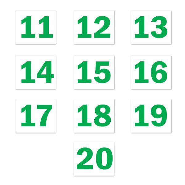 Seriel Number Sign board 11 to 20 White Green color Large Size