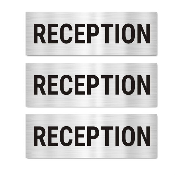 Mindcraftz Reception Sign Board Sticker with Acrylic Board Silver color | Pack of 3 | 12 x 4 inches