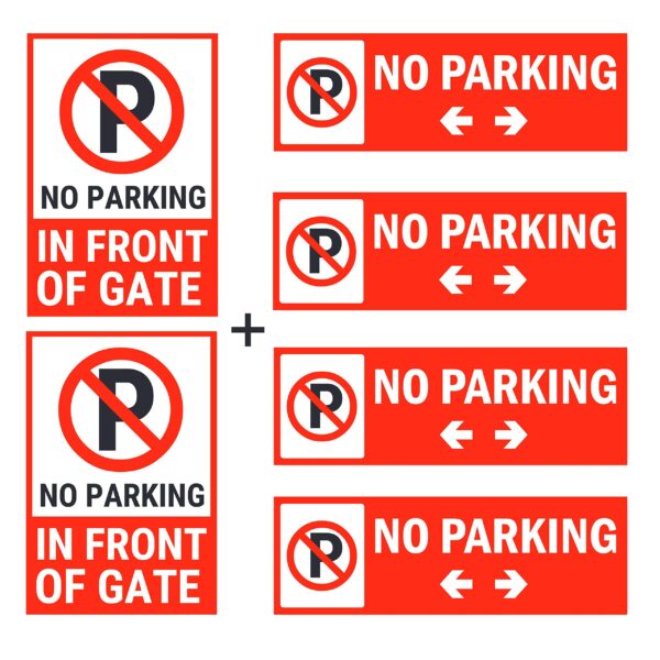 No Parking in Front of Gate Acrylic Sign Board Combo Pack of 6