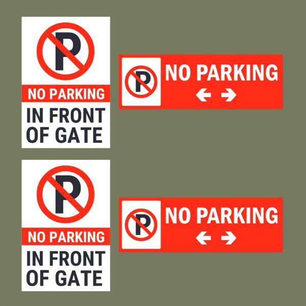 No Parking in Front of Gate Acrylic Sign Board Combo Pack of 4