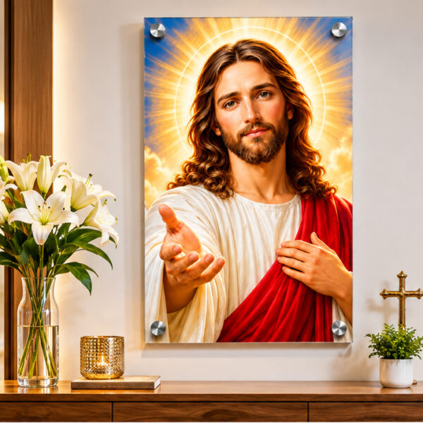 Lord Jesus Christ Wall Art – Radiant Divine Blessing | Vertical | 24 x 16 inches Premium Acrylic Wall Decor for Home, Prayer Room & Living Room
